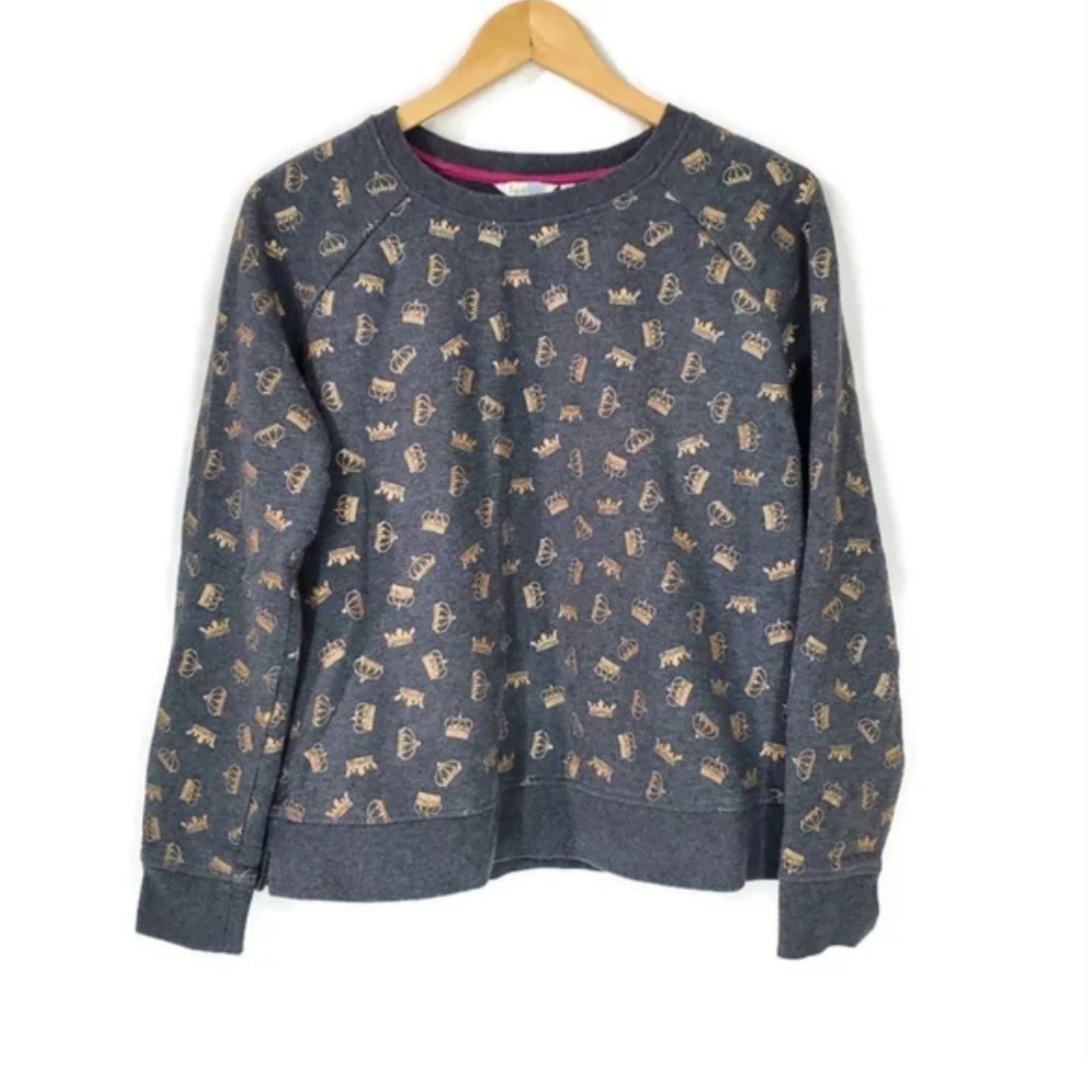 Boden Make A Statement Gray/Gold Crown Pullover Sweatshirt Women’s Size Medium